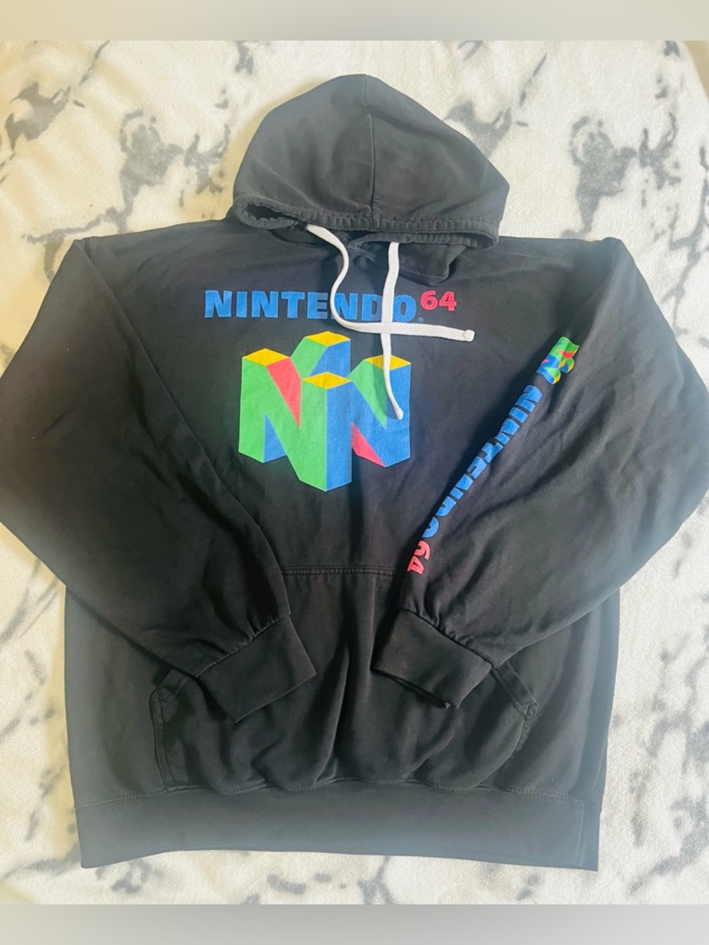 Y2K Nintendo 64 Men’s Black Size XL Pullover Hoodie with Iconic N64 Logo